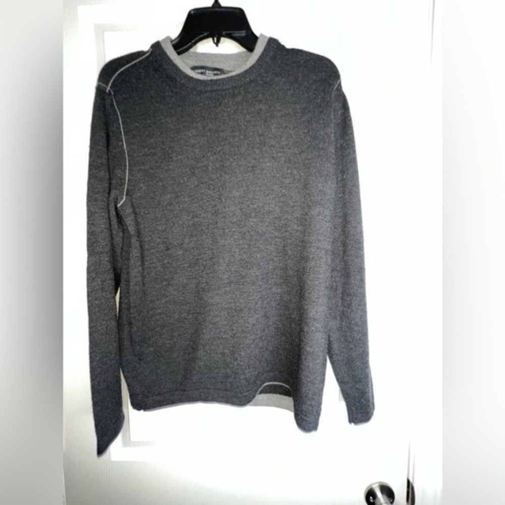 Robert Barakett Men’s Medium Gray 100% Merino Wool Crew Neck Pullover Sweater M - Picture 2 of 14